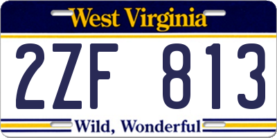 WV license plate 2ZF813