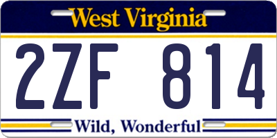 WV license plate 2ZF814
