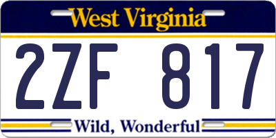 WV license plate 2ZF817