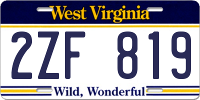 WV license plate 2ZF819