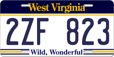 WV license plate 2ZF823