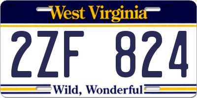 WV license plate 2ZF824