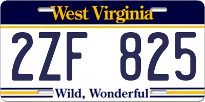 WV license plate 2ZF825