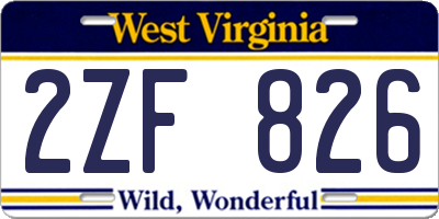 WV license plate 2ZF826