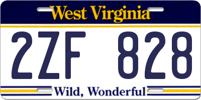 WV license plate 2ZF828
