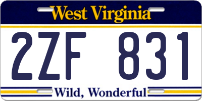 WV license plate 2ZF831