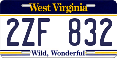 WV license plate 2ZF832