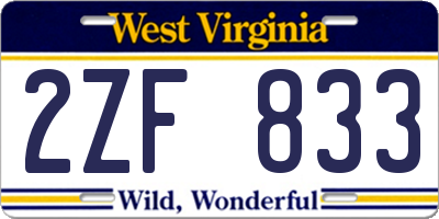 WV license plate 2ZF833