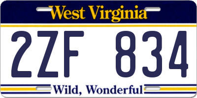 WV license plate 2ZF834