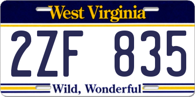 WV license plate 2ZF835
