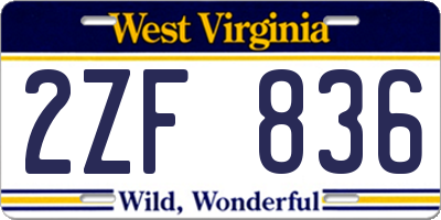 WV license plate 2ZF836