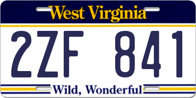 WV license plate 2ZF841