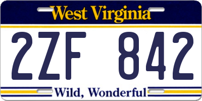 WV license plate 2ZF842