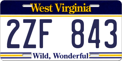 WV license plate 2ZF843