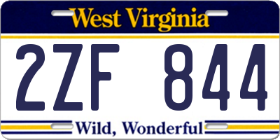 WV license plate 2ZF844