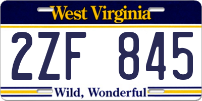 WV license plate 2ZF845