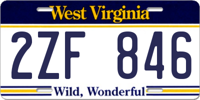 WV license plate 2ZF846
