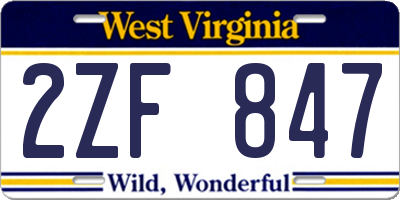 WV license plate 2ZF847