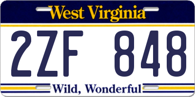 WV license plate 2ZF848