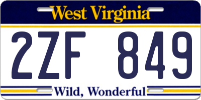 WV license plate 2ZF849
