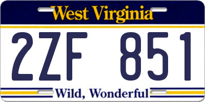 WV license plate 2ZF851