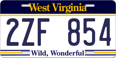 WV license plate 2ZF854