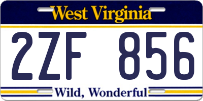 WV license plate 2ZF856