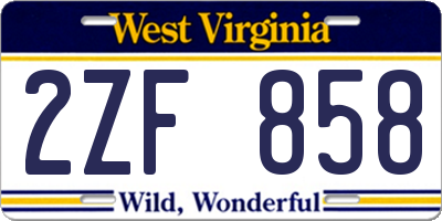 WV license plate 2ZF858