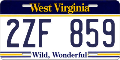 WV license plate 2ZF859