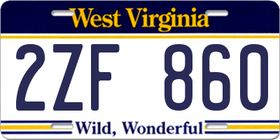 WV license plate 2ZF860