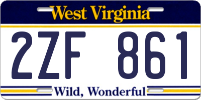 WV license plate 2ZF861