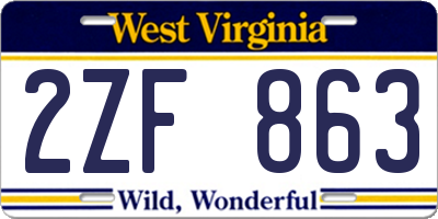 WV license plate 2ZF863