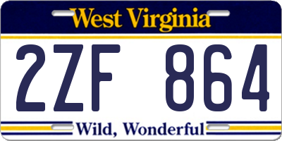 WV license plate 2ZF864