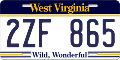 WV license plate 2ZF865