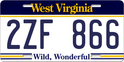 WV license plate 2ZF866