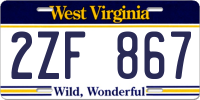 WV license plate 2ZF867