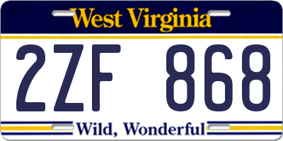 WV license plate 2ZF868