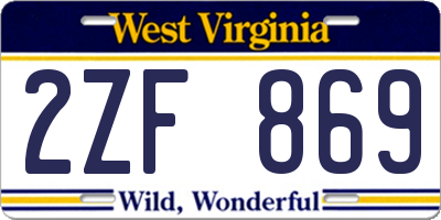 WV license plate 2ZF869
