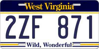 WV license plate 2ZF871