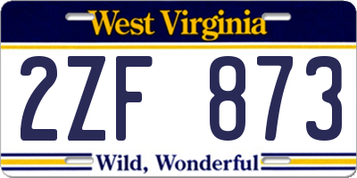 WV license plate 2ZF873