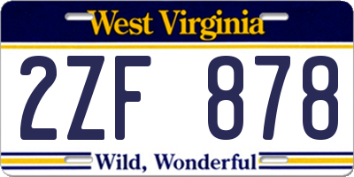 WV license plate 2ZF878
