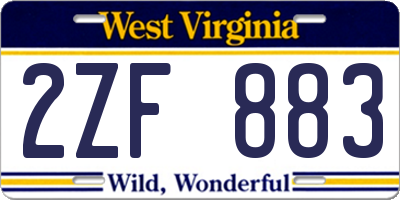 WV license plate 2ZF883