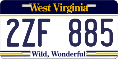 WV license plate 2ZF885