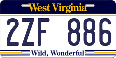 WV license plate 2ZF886