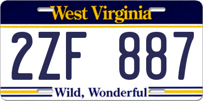 WV license plate 2ZF887