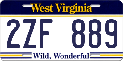 WV license plate 2ZF889