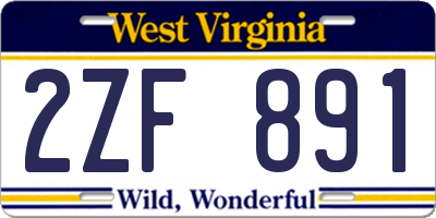 WV license plate 2ZF891