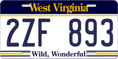 WV license plate 2ZF893