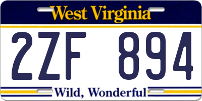WV license plate 2ZF894