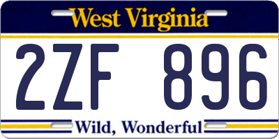 WV license plate 2ZF896